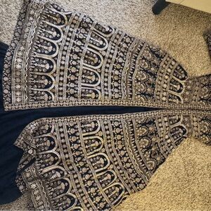 Elegant Navy and Gold Embroidered Dress - NEW- never worn